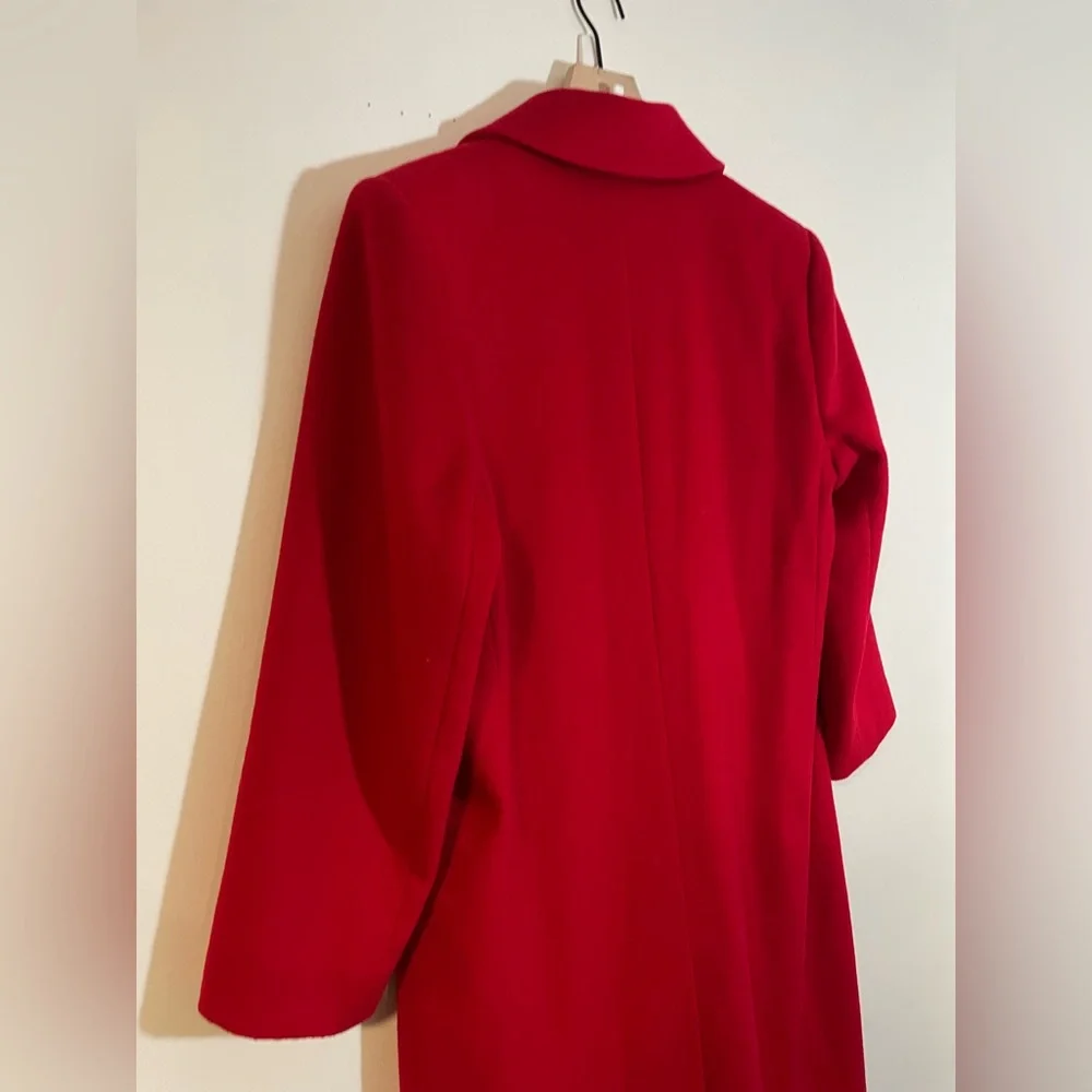 Vintage Kristen Blake Red Wool Blend Trench Coat Size 8 Union Tag EUC - Picture 8 of 13